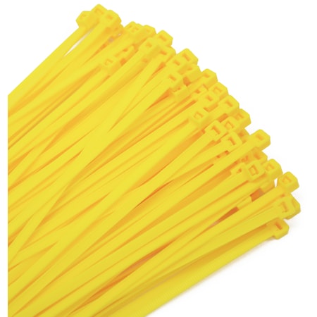 Us Cable Ties Cable Tie, 14 in L, 4 in Max Bundle Dia., Yellow, Nylon 6/6, 50 lb Strength, 100 PK SD14YL100